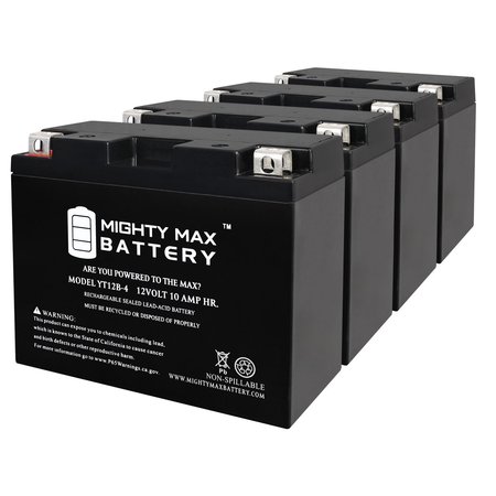 YT12B-4 12V 10Ah Replacement Battery compatible with Technical Precision YT12B-4 - 4PK -  MIGHTY MAX BATTERY, MAX4021998